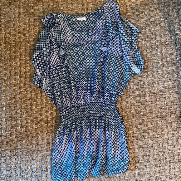 Parker Mini Dress geometric print w/ cinched waist sz Small - Picture 3 of 11